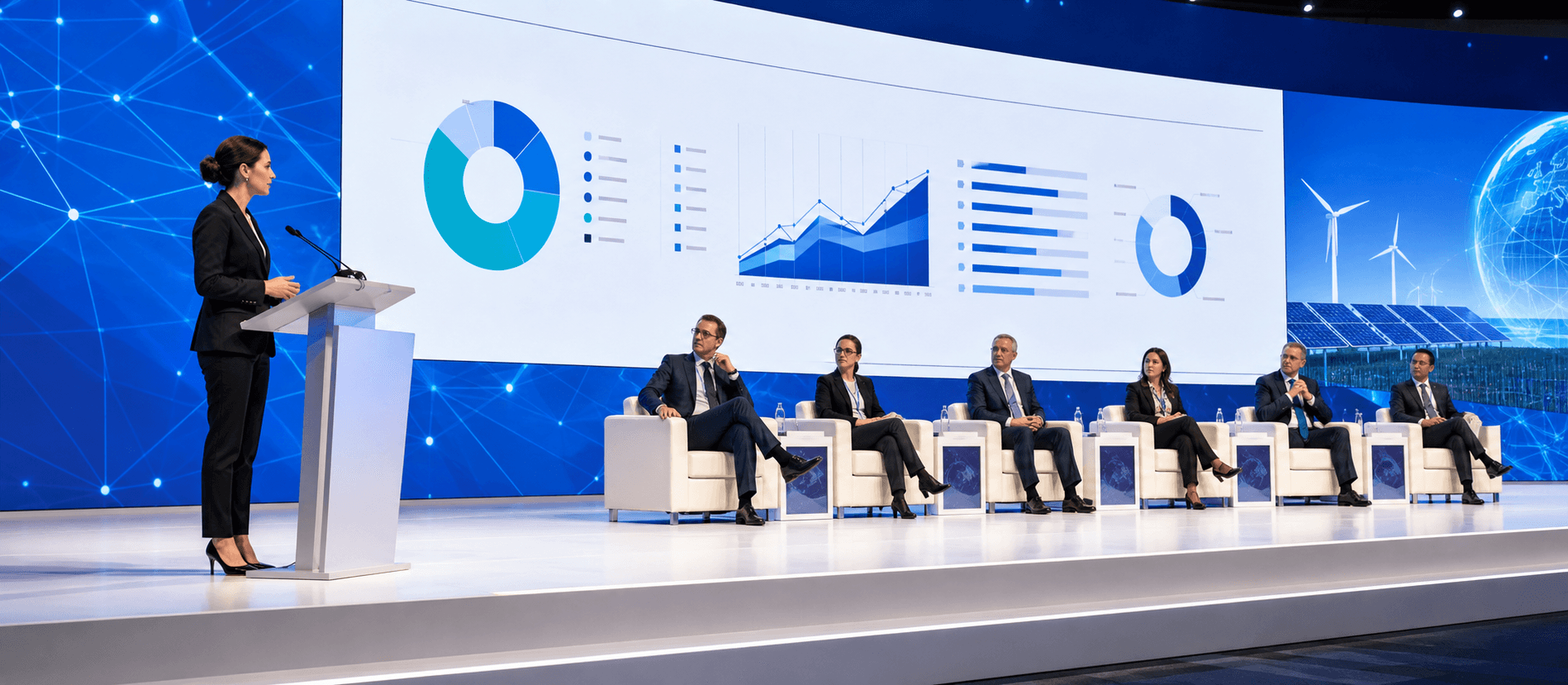 Industry experts speaking during a strategic energy conference